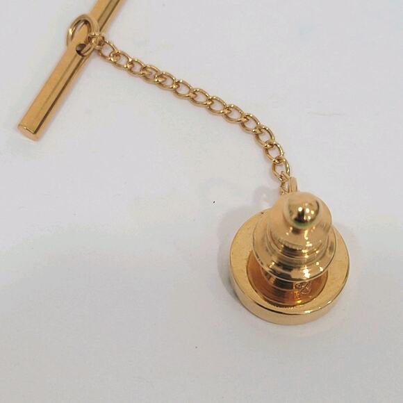 Dunhill Tie Necktie Pin Clasp Silver Gold Tone Logo Designer Round Oval Vintage - Picture 2 of 6